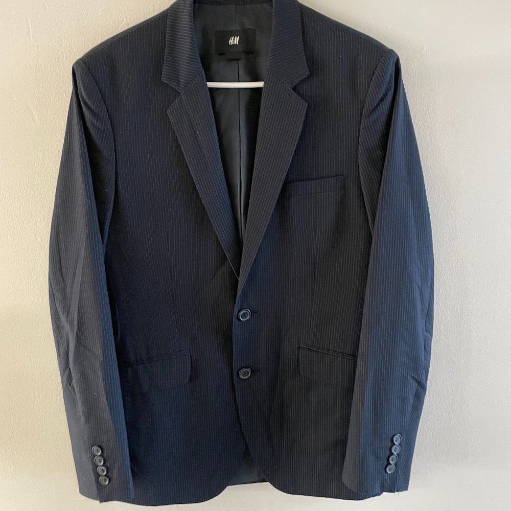 H&M Men's Navy Stripped Jacket - Size 36R
